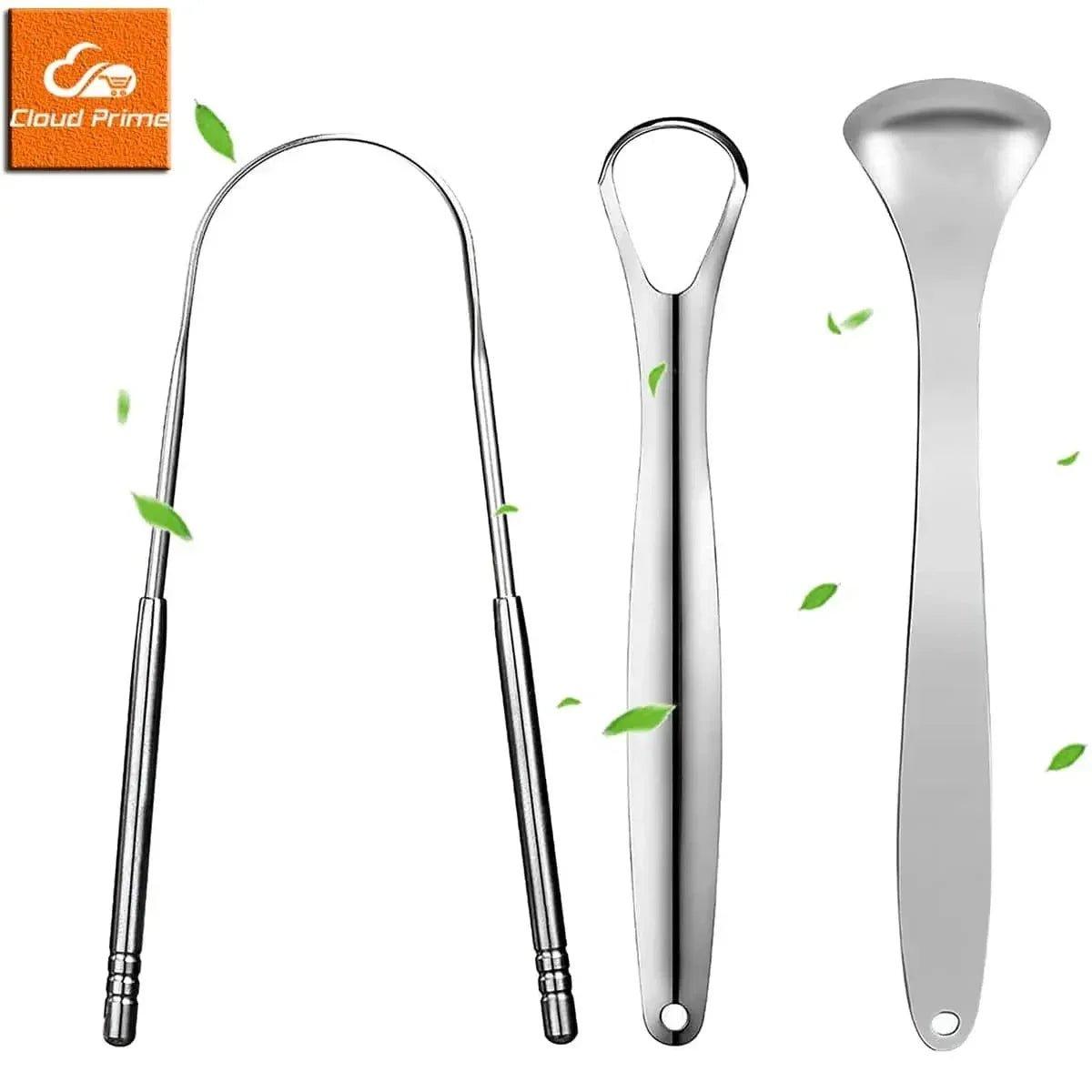 Stainless steel back scratcher set with long handle, loop, and spoon designs for easy reach