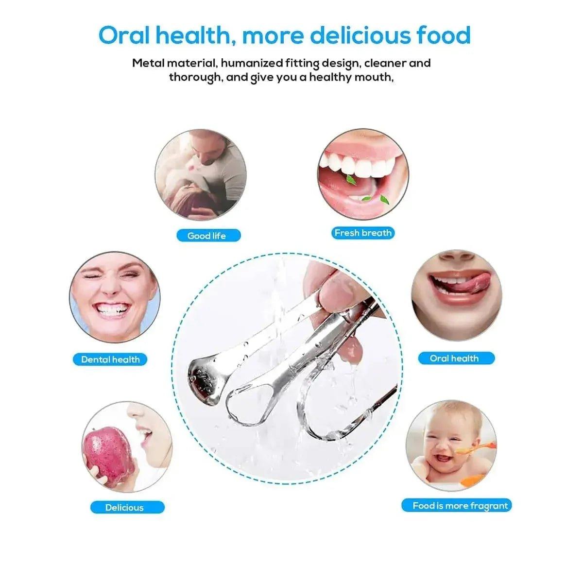 Metal tongue scraper for oral health, fresh breath, and cleaner mouth care routine