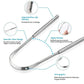 Stainless steel tongue scraper with non-slip handle, flexible arc, and anti-gag design for oral hygiene