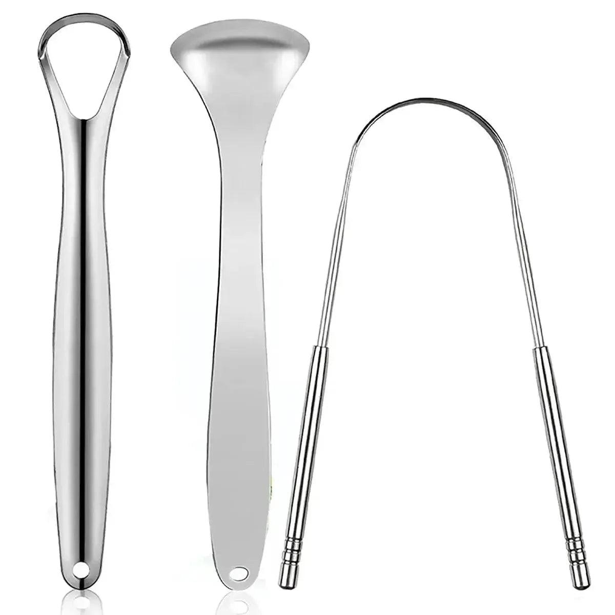 Stainless steel tongue scraper and cleaner tools for oral hygiene and fresh breath