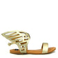 Gold cutout wing sandal for women, flat heel, fashion footwear