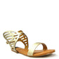 Gold cutout flat sandals for women's fashion, stylish summer footwear with metallic straps