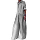 Women's black and white checkered jumpsuit with wide legs and rolled sleeves, casual fashion outfit
