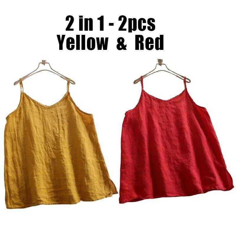 Summer Simple All - match Top Loose Thin Camisole Solid V - neck Vest Women Clothing Sleeveless Casual Highstreet Holiday T-shirt - Womans Fashion