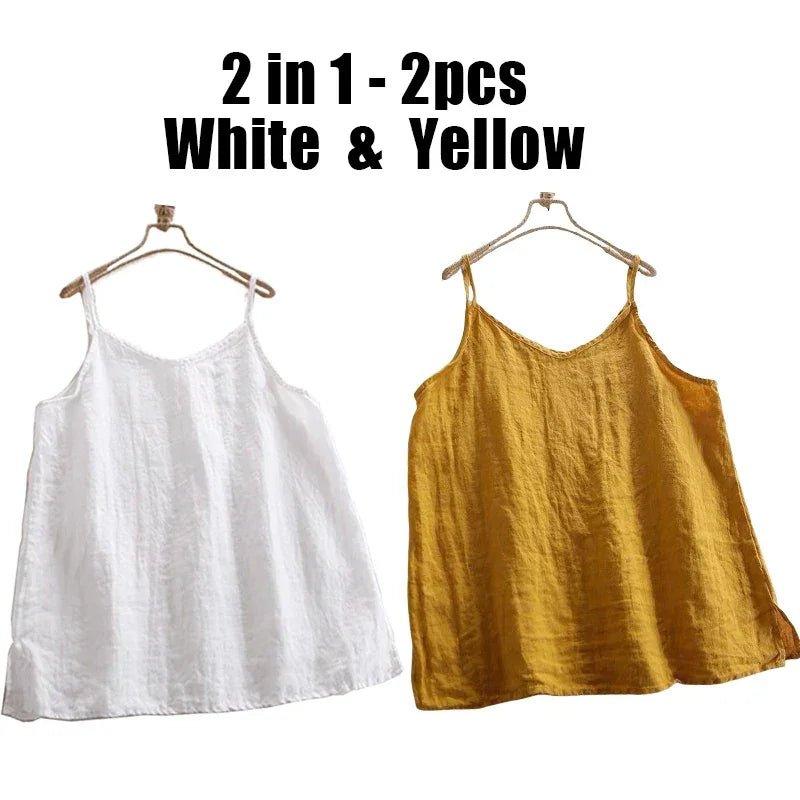 Summer Simple All - match Top Loose Thin Camisole Solid V - neck Vest Women Clothing Sleeveless Casual Highstreet Holiday T-shirt - Womans Fashion