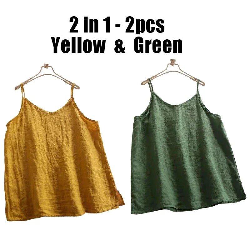 Summer Simple All - match Top Loose Thin Camisole Solid V - neck Vest Women Clothing Sleeveless Casual Highstreet Holiday T-shirt - Womans Fashion