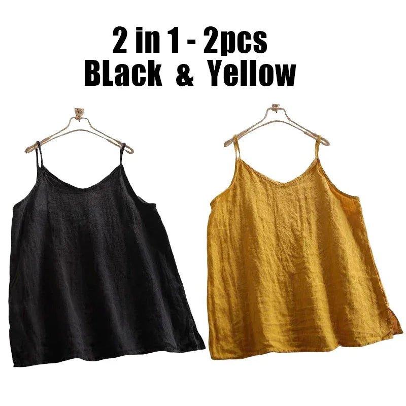 Summer Simple All - match Top Loose Thin Camisole Solid V - neck Vest Women Clothing Sleeveless Casual Highstreet Holiday T-shirt - Womans Fashion