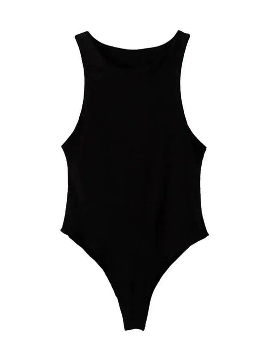 Black sleeveless bodysuit for women, stylish and versatile fashion top