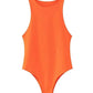 Bright orange sleeveless bodysuit for women's fashion, perfect for casual or layered looks.