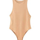 Beige sleeveless bodysuit for women, stylish and versatile fashion essential
