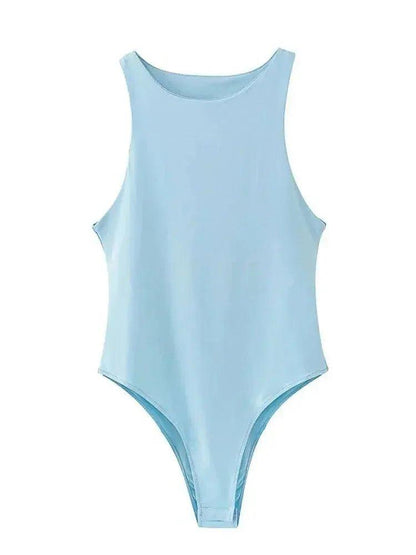 Light blue sleeveless bodysuit for women, stylish and comfortable fashion wear