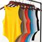 Women's colorful sleeveless bodysuits on hangers, fashion tops for casual wear
