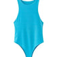 Bright blue sleeveless bodysuit for women's fashion, perfect for layering or solo wear