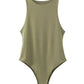 Olive green sleeveless bodysuit for women, stylish fashion top
