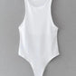 White sleeveless bodysuit for women, minimalist fashion top