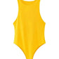 Bright yellow sleeveless bodysuit for women's fashion, stylish and versatile summer wear