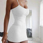 White spaghetti strap bodycon mini dress for women, stylish summer fashion