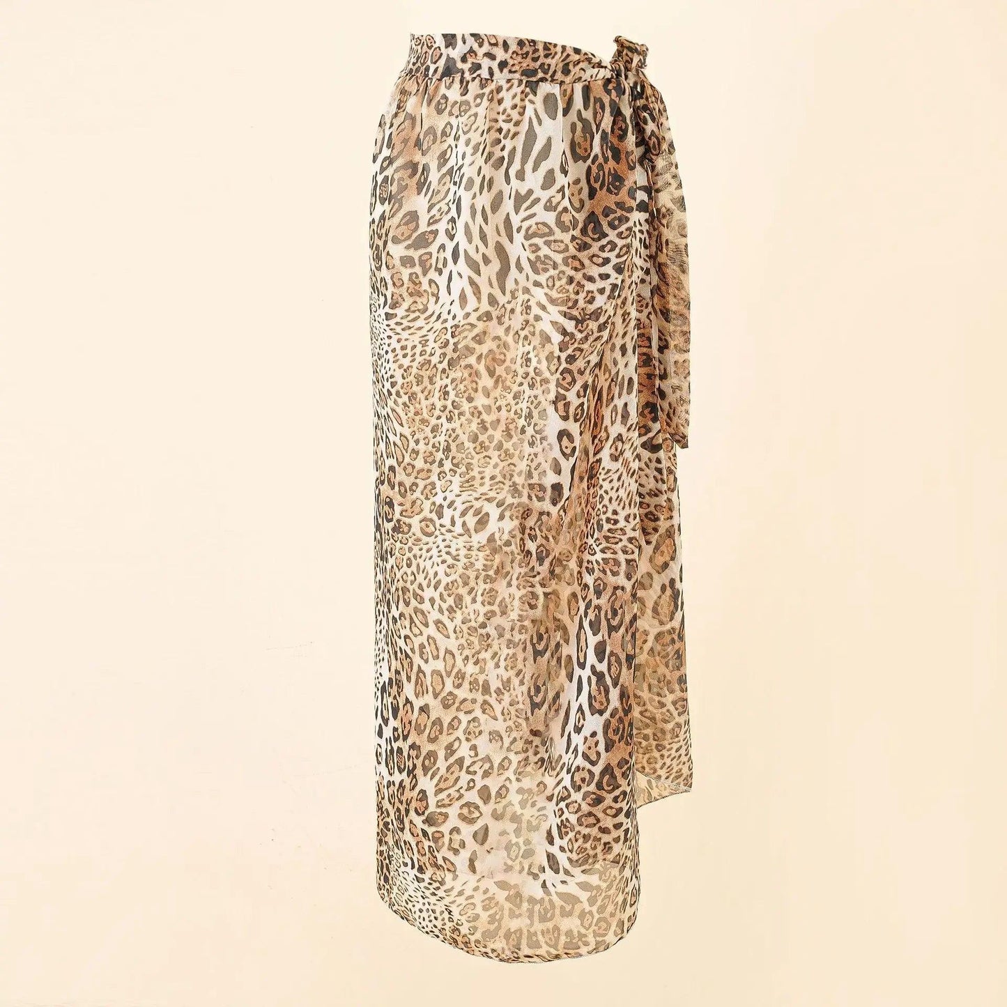 Leopard print wrap skirt for women, stylish fashion skirt with tie waist detail
