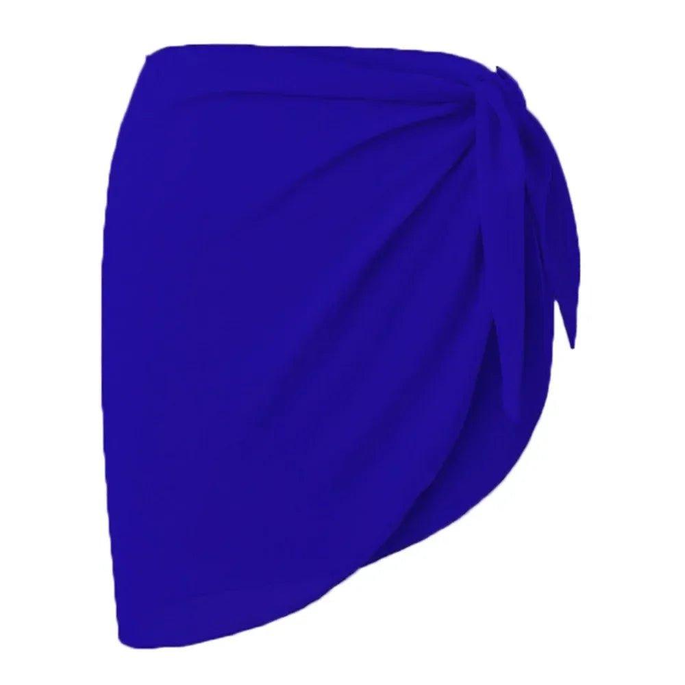 Royal blue wrap skirt with side tie, women's fashion