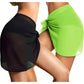 Women's sheer wrap skirts in black and lime green, stylish beach cover-ups for summer fashion.