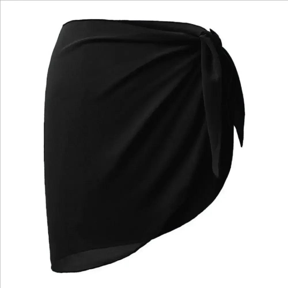 Black wrap skirt with side tie, women's fashion, stylish and elegant