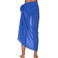 Blue sheer wrap skirt for women, stylish beach cover-up with side tie detail