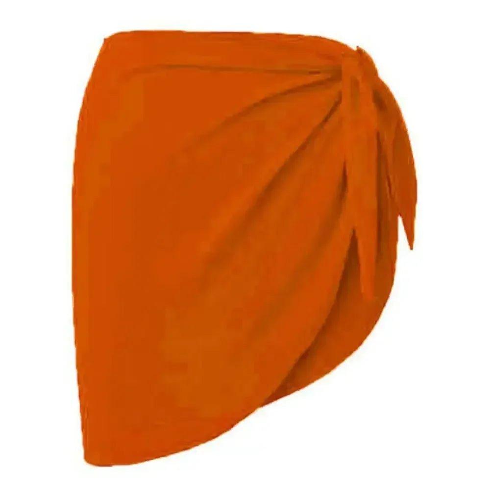 Orange women's wrap skirt with side tie, stylish fashion apparel