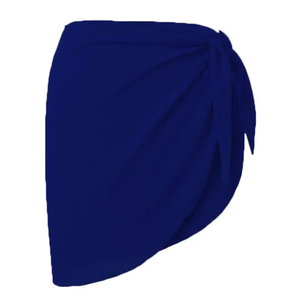 Royal blue wrap skirt with side tie, women's fashion