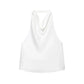 White sleeveless cowl neck top for women's fashion