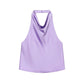 Lavender satin halter top with cowl neckline, women's fashion
