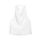 White sleeveless cowl neck top for women's fashion