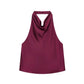 Burgundy halter neck sleeveless top with cowl neckline, women's fashion