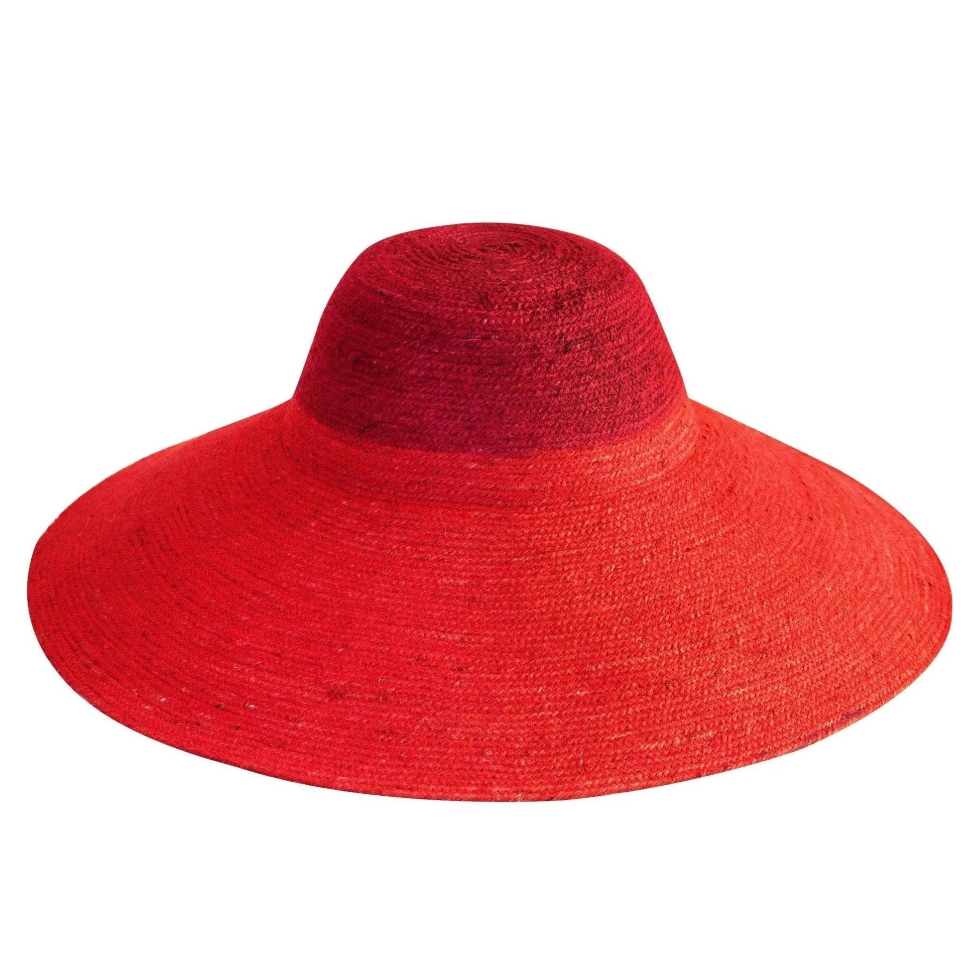 Vibrant red wide-brimmed straw hat for women's summer fashion and sun protection