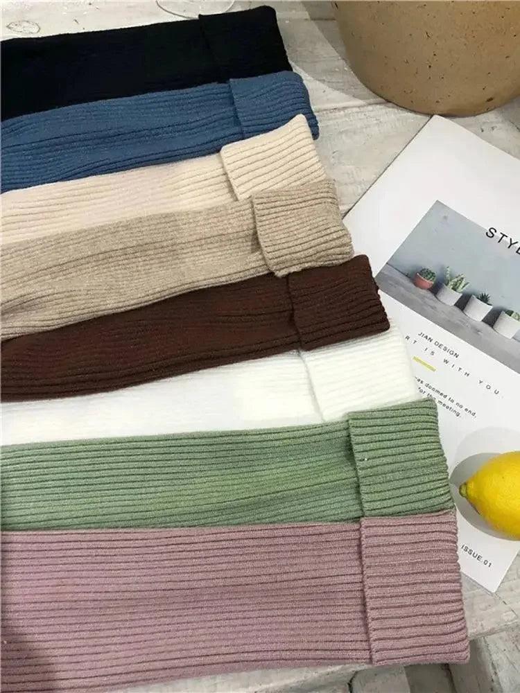 Women's ribbed knit turtleneck sweaters in assorted colors, stylish fashion tops for fall and winter