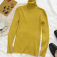 Mustard yellow ribbed turtleneck sweater for women's fashion