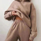 Women's beige oversized hoodie and matching joggers set, casual fashion