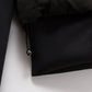 Black puffer jacket with drawstring hem and metallic toggle, women's fashion outerwear