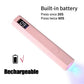 Pink rechargeable UV nail lamp with built-in battery, digital timer, and 20/60s modes for salon-style manicures