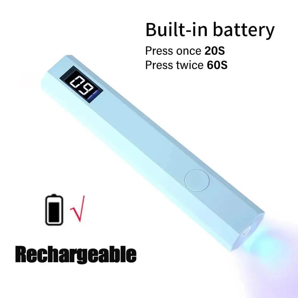 Rechargeable UV nail lamp with built-in battery, digital timer, and 20S/60S modes for gel polish curing