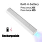 Rechargeable LED flashlight with built-in battery, press once for 20s, twice for 60s