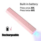 Pink rechargeable UV nail lamp with built-in battery, 20s/60s timer, emits blue light for gel polish curing