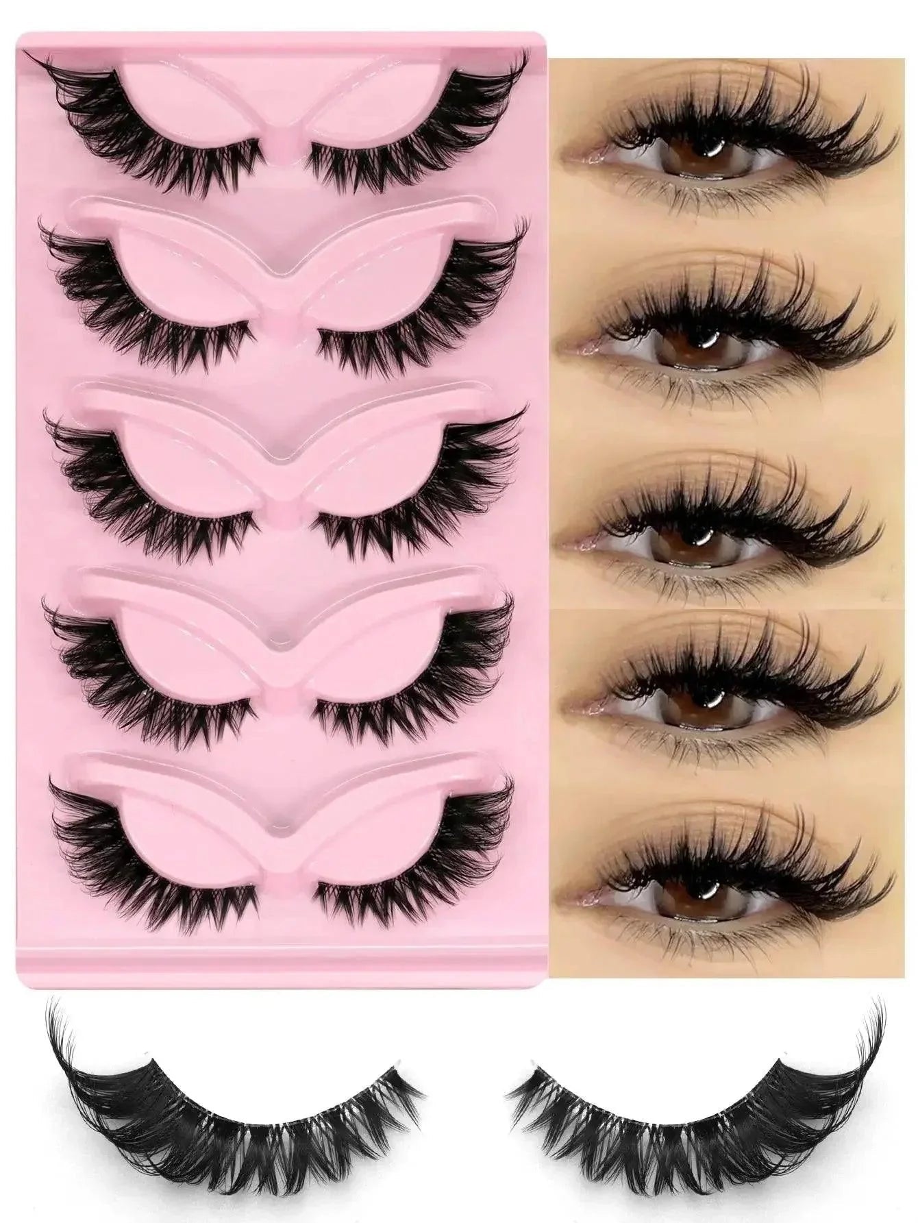 Veltrinay Fake Lashes Cat Eye Lashes Faux Mink Eyelashes Clear Band Lashes Natural Look Wispy Mink Eyelashes False Lashes Makeup - Womans Fashion