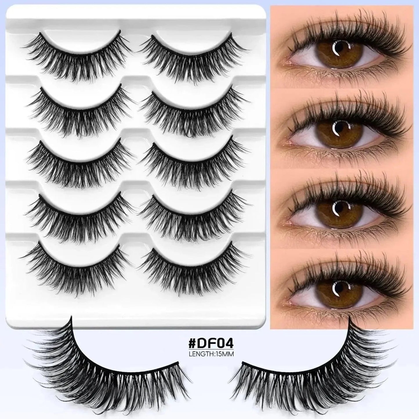 Veltrinay Fake Lashes Cat Eye Lashes Faux Mink Eyelashes Clear Band Lashes Natural Look Wispy Mink Eyelashes False Lashes Makeup - Womans Fashion