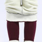 Cozy white fleece-lined burgundy leggings for women's fashion comfort