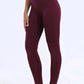 Burgundy high-waisted leggings for women, perfect for yoga and fitness