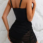 Vintage Black Mesh Skirt One Piece Swimsuit Set 2025 Women Double Strap Slim Tummy Control Swimwear Summer Bathing Suit Monokini - Womans Fashion