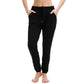 Black women's jogger pants with drawstring waist and side pockets, casual fashion