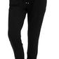 Black women's jogger pants with drawstring waist and side pockets, casual fashion wear