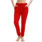 Red women's drawstring jogger pants with pockets, casual fashion wear