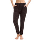 Black women's jogger pants with drawstring waist and side pockets, casual fashion wear